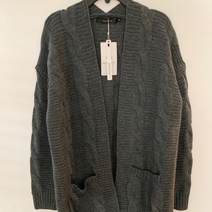 Women’s cardigan sweater, charcoal gray, size Small.